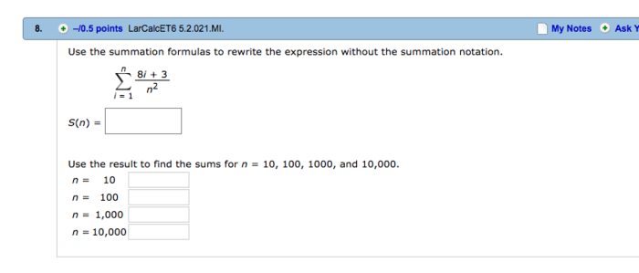 Use the summation notation to rewrite the following expression